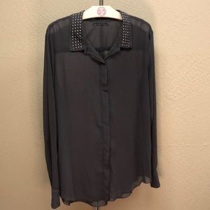 Studded Sheer Button Down